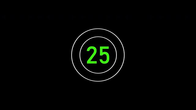 30 second countdown timer animation from 30 seconds to 0 seconds with green, yellow and red . 4k video animation.