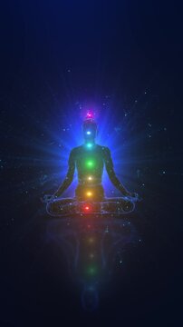 Futuristic Meditation Glowing Chakra System Energy Network chakra system energy connections AI wellness, mindfulness visuals, chakra healing, yoga branding, spiritual technology concepts modern design