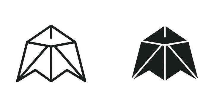 Geometric wireframe and solid depictions of a three-dimensional pentagonal pyramid structure