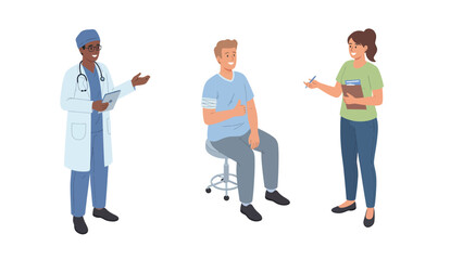 Fototapeta premium Healthcare professionals with patient. Doctor, nurse, and patient in medical consultation.