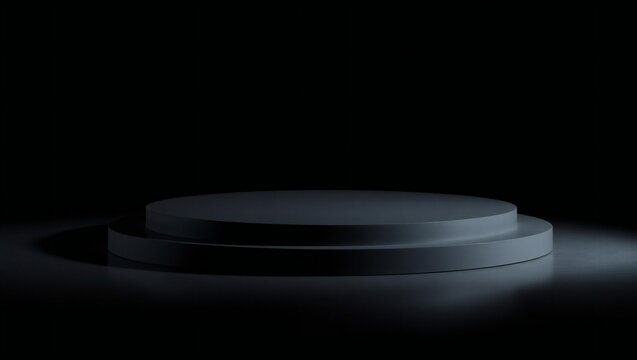 Minimalist dark stage podium with subtle spotlight
