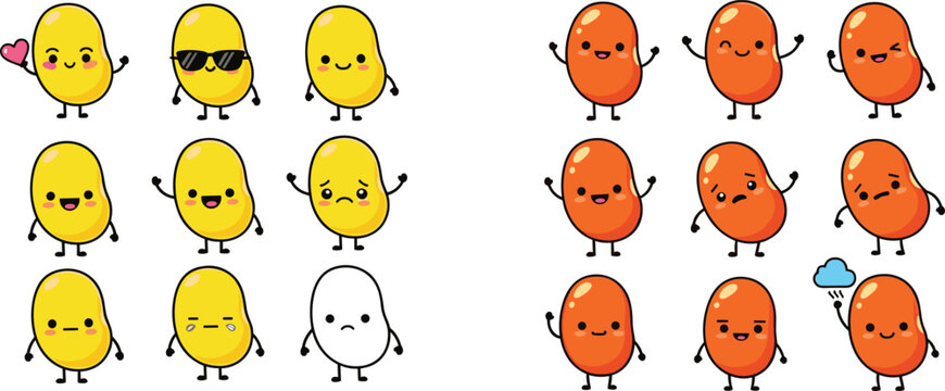 Cute potato cartoon character collection with funny expressions kawaii vegetable vector illustration set of adorable food mascots