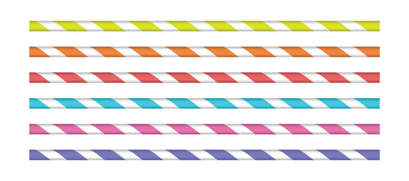 Colorful Striped Drinking Straws Set, Plastic Beverage Tubes, Summer Party Drink Accessories