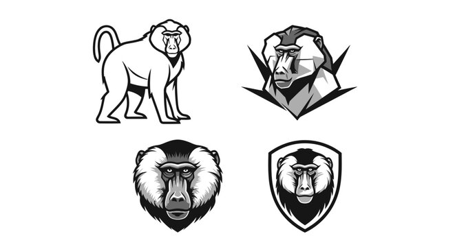 Baboon Illustrations - A Collection of Striking Black and White Designs.