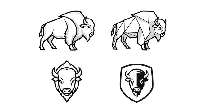 Bison Illustrations - A Collection of Graphic Animal Designs.