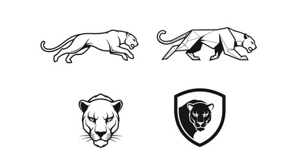 Naklejka premium Elegant Panther Illustrations - A Collection of Striking Designs.