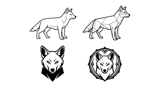 Elegant Wolf Illustrations - A Collection of Artistic Line Drawings.