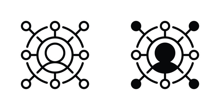 CRM Vector Line Icon for Business and Customer Relations