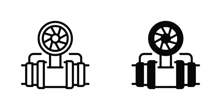 Pipeline Valve Vector Line Icon for oil and gas industry