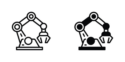 Fototapeta premium Robotic Arm Vector Line Icon for manufacturing and automation