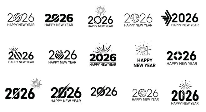 Happy New Year 2026 Text Designs Collection - Festive Greetings and Celebrations