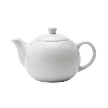 A white teapot with a lid isolated on transparent background