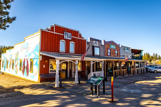 Bright Colorful Shops and Market Buildings in Cloudcroft New Mexico