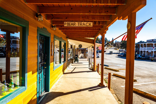 Bright Colorful Hotels and Bar Buildings in Cloudcroft New Mexico