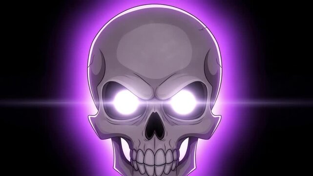 Cartoon Purple Skull with Glowing Eyes