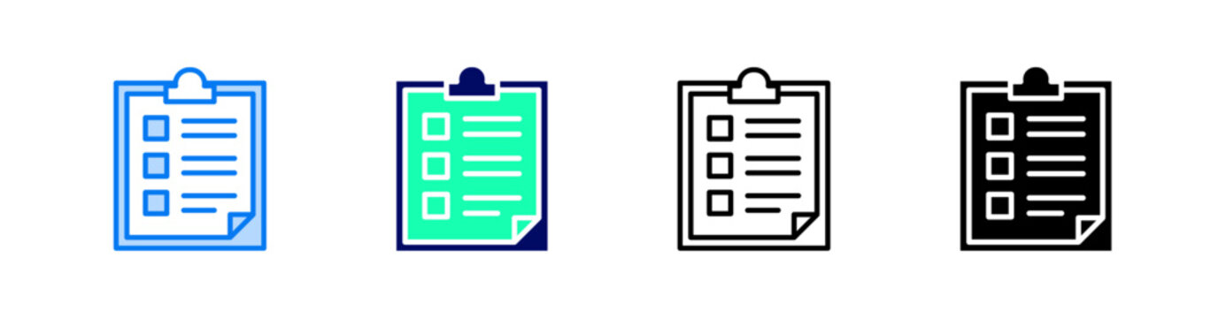 Clipboard Multiple Style Icon Set Vector 