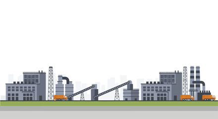 Fototapeta premium Industrial factory complex with multiple buildings and machinery.