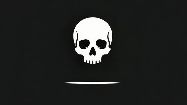 Minimalist Flat White Skull Icon