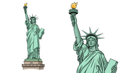 Iconic statue of liberty with torch and crown standing tall © adobe stock 