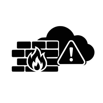 Cloud firewall warning icon for cyber security protection