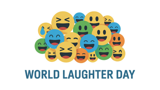 Colorful cartoon faces celebrating world laughter day with bright expressions
