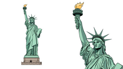 Iconic statue of liberty raising her torch in bright daylight © adobe stock 