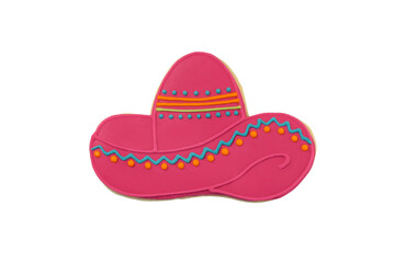 Fototapeta premium Cookie shaped like a sombrero for Cinco de Mayo, isolated, PNG
