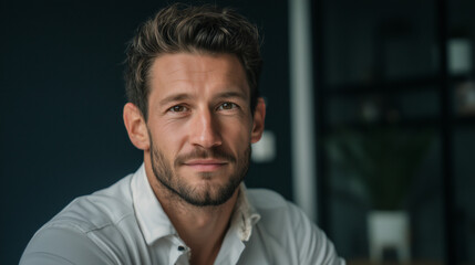 Obraz premium Handsome Man in Professional Pose with Serene Expression 