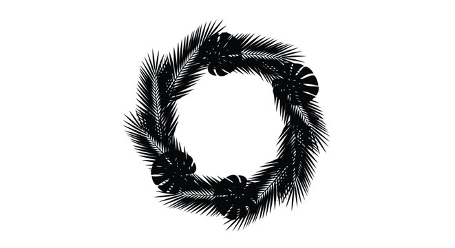 A black christmas wreath made of pine branches
