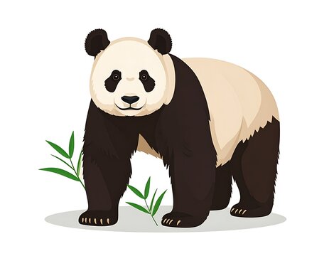 A cute cartoon panda bear standing on all fours