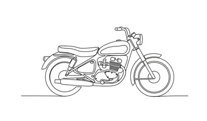 Single Line Vintage Motorbike Logo Continuous Line Drawing Classic Motorcycle Vector © Md