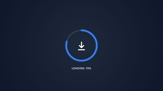 Digital Download Progress Indicator with Animated Loading Circle and Checkmark.