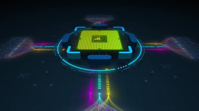 AI Artificial Intelligence Digital Core Processing Big Data Flow Visualization Seamless Loop