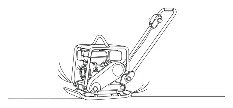 Construction equipment plate compactor preparing ground for civil engineering and infrastructure development