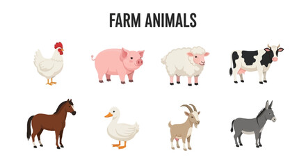 Fototapeta premium Farm animals illustration with various species.