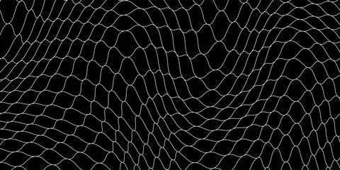 Fishing net seamless pattern. Soccer and football gates mesh. Fishnet texture. Basketball hoop and hockey net pattern. Sportswear texture. Chain link fence. Vector illustration on black background. © mas