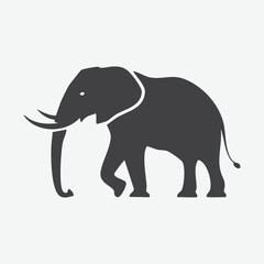 Fototapeta premium Majestic elephant silhouette icon with tusks