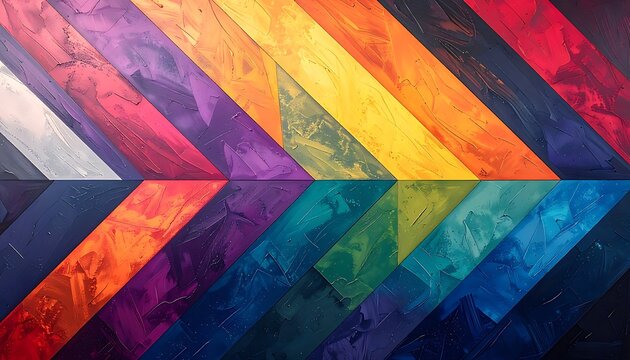 A colorful abstract arrow pattern on a white background