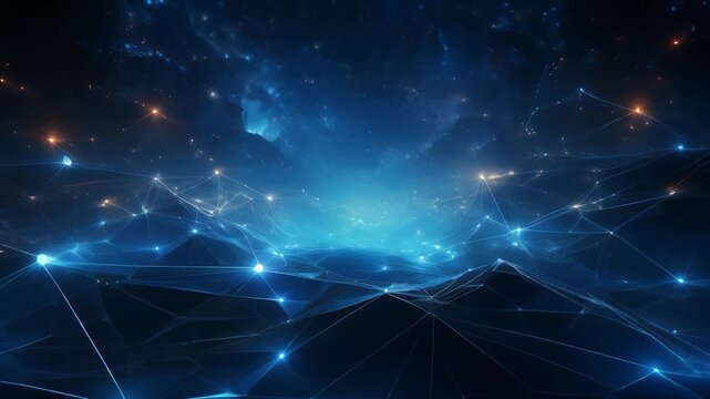 青発光ラインが交差する未来的な幾何学背景