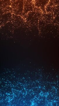 Shimmering gold and blue particles in contrasting VS Footage bar Vertical A Fast sides dark center space creating elegant dynamic abstract composition. branding, festive visuals or luxury designs.