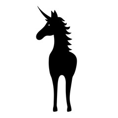 Fototapeta premium Stylized Black Unicorn Silhouette on White Background, a Symbol of Myth and Magic