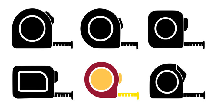 Tape measure set icon illustration, in silhouette design, isolated on transparent background