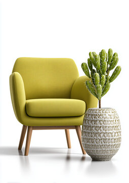 a premium single chair in lime green with a fresh, spiky green cactus texture