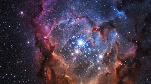 Explore the boundless celestial FRONTIERS where a breathtaking cosmic nebula unfolds, revealing the vibrant birth of stars within a luminous tapestry of deep space FANTASY