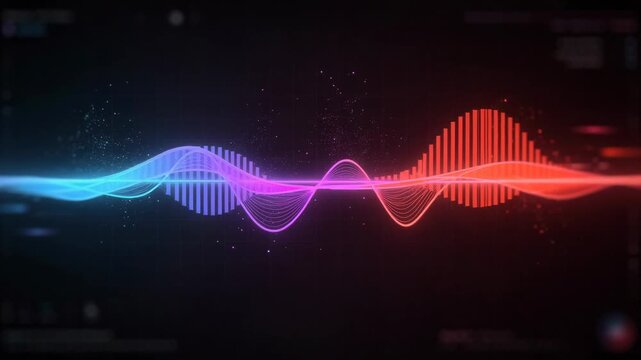 Dynamic sound wave animation smoothly transitioning from cool blue to warm red tones vibrant visual effect
