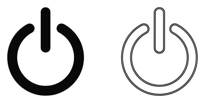 Modern power button icon representing electronic device on and off functionality for technology applications