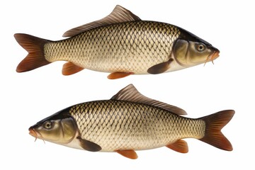 Obraz premium Two common carp swimming in water