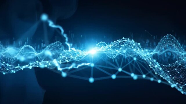Abstract DNA structure and digital binary data stream visualization background loop.