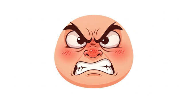 Angry Face Cartoon Character Expressing Rage and Frustration.