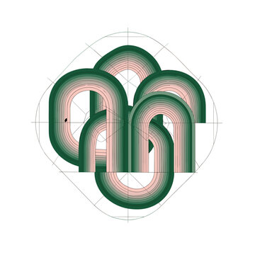 Abstract layered arches in soft pastel colors
